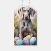Weimaraner Hund mit Ostereier Urlaub Geschenkanhänger (Rückseite)