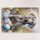 Weimaraner Hund mit Ostereier Urlaub Puzzle (Horizontal)