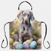 Weimaraner Hund mit Ostereier Urlaub Schürze (Vorderseite)