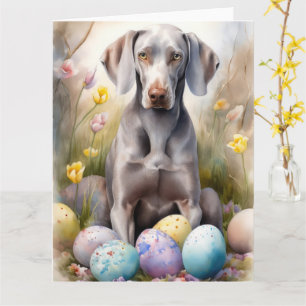 Weimaraner-Hund mit Ostereiern Feiertag Karte