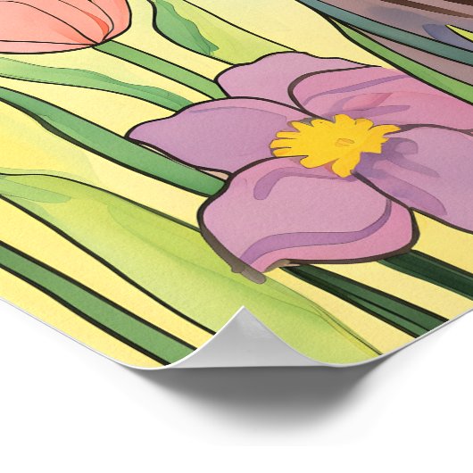 Weimaraner Hund mit Tulips Painting Poster (Ecke)