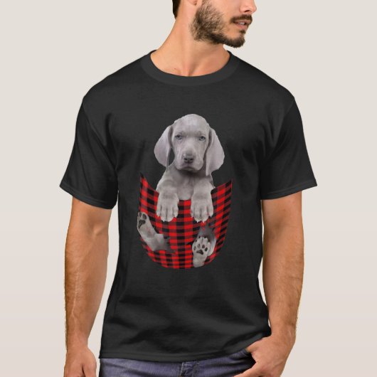 Weimaraner Hund Niedlich in Pocket Caro Geschenke  T-Shirt (Vorderseite)