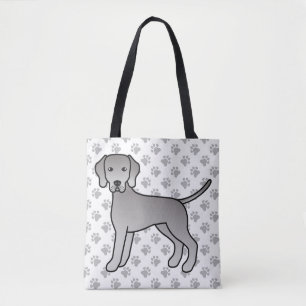 Weimaraner Hund Niedlicher Cartoon Illustration & Tasche