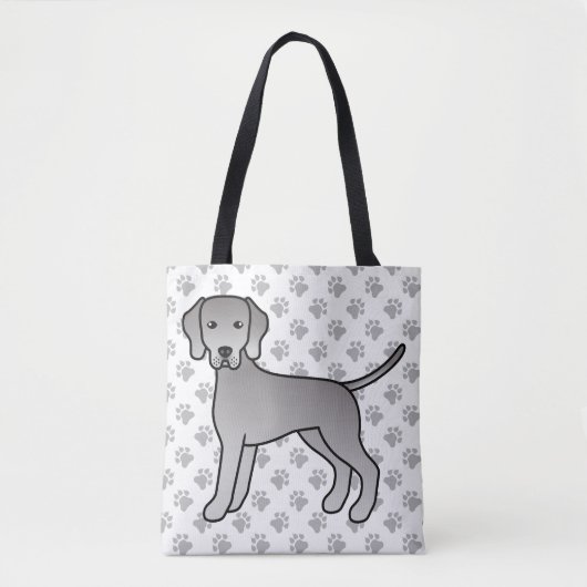 Weimaraner Hund Niedlicher Cartoon Illustration & Tasche (Vorderseite)