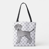 Weimaraner Hund Niedlicher Cartoon Illustration & Tasche (Rückseite)