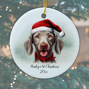 Weimaraner Hund Personalisiert Erstes Weihnachtsfe Keramik Ornament