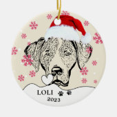 Weimaraner Hund Personalisiert Zeichnend Hand Keramik Ornament (Vorne)