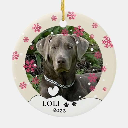 Weimaraner Hund Personalisiert Zeichnend Hand Keramik Ornament (Hinten)