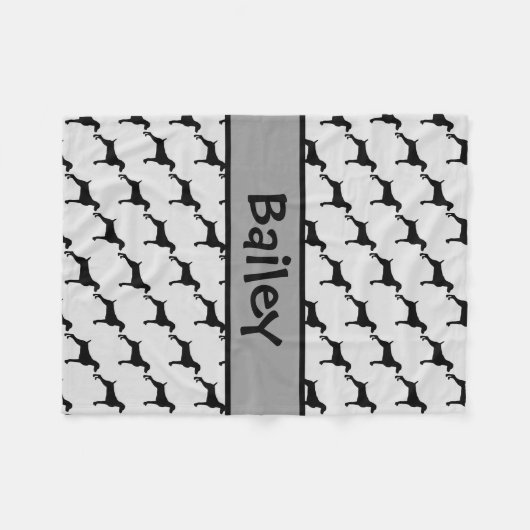 Weimaraner Hund Silhouette CUSTOM Fleecedecke (Vorderseite (Horizontal))