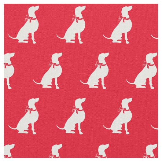 Weimaraner Hund Silhouette Rotes Tier Stoff (Nahaufnahme)