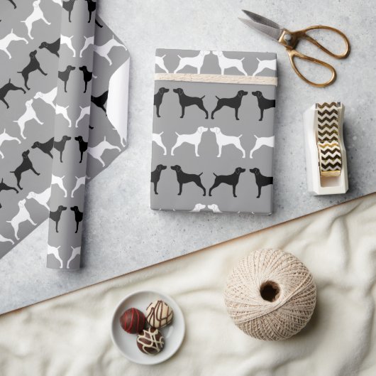 Weimaraner Hund Silhouetten Muster Geschenkpapier (Kunsthandwerk)
