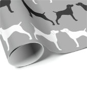 Weimaraner Hund Silhouetten Muster Geschenkpapier (Rolleneckpunkt)