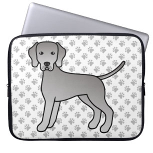 Weimaraner Hund Süße Cartoon-Illustration Und Pfot Laptopschutzhülle