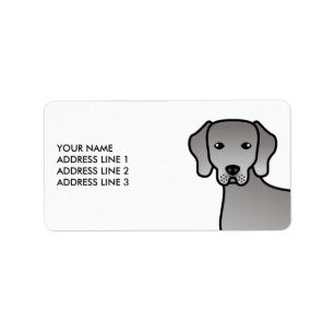 Weimaraner Hund Süße Cartoon-Zeichnung & Benutzerd Adressaufkleber