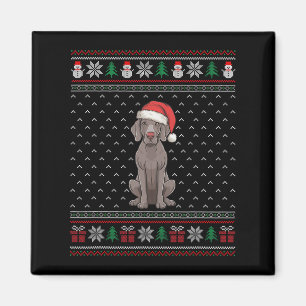 Weimaraner Hund tragen Weihnachtsmannmütze Ugly Xm Magnet