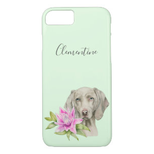 Weimaraner Hund und Lily Watercolor  Name hinzufüg iPhone 8/7 Hülle