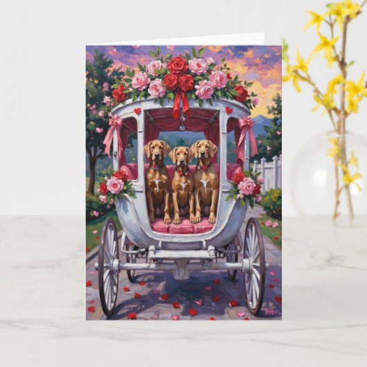 Weimaraner Hund Valentinstag Karte (Gelbe Blume)