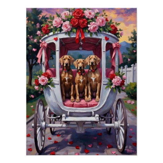 Weimaraner Hund Valentinstag Poster (Vorderseite)