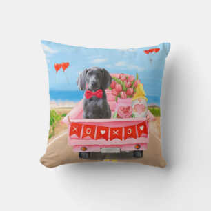 Weimaraner Hund Valentinstag Truck Herzen Kissen