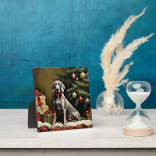 Weimaraner Hund Weihnachten Fotoplatte