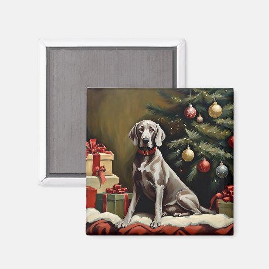 Weimaraner Hund Weihnachten Magnet (Vorderseite/Rückseite)