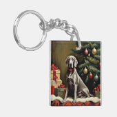 Weimaraner Hund Weihnachten Schlüsselanhänger (Vorderseite links)