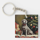 Weimaraner Hund Weihnachten Schlüsselanhänger (Vorderseite)