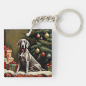 Weimaraner Hund Weihnachten Schlüsselanhänger (Rückseite)