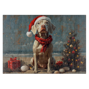 Weimaraner Hund Weihnachten Vintage Strand Schneidebrett