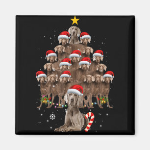 Weimaraner Hund Weihnachtsbaum Lichter Santa Hut X Magnet