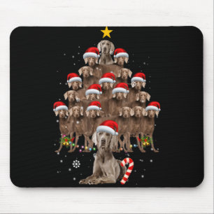 Weimaraner-Hund Weihnachtsbaum Lichter Weihnachtsm Mousepad