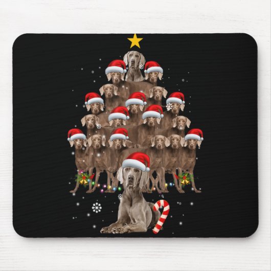 Weimaraner-Hund Weihnachtsbaum Lichter Weihnachtsm Mousepad (Vorne)