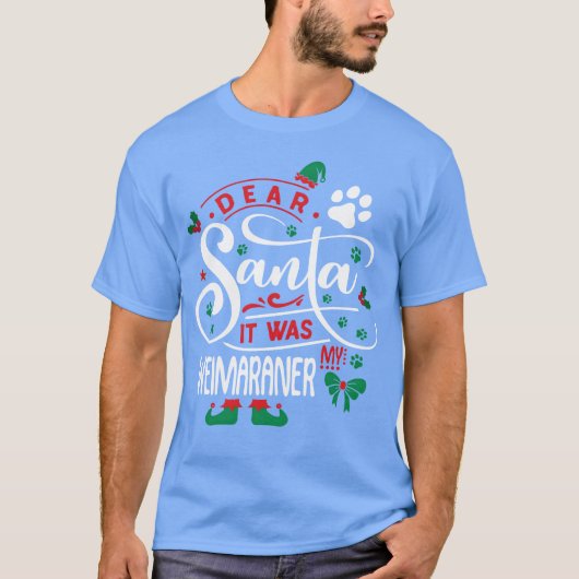 Weimaraner Hund Weihnachtsmädchen T-Shirt (Vorderseite)