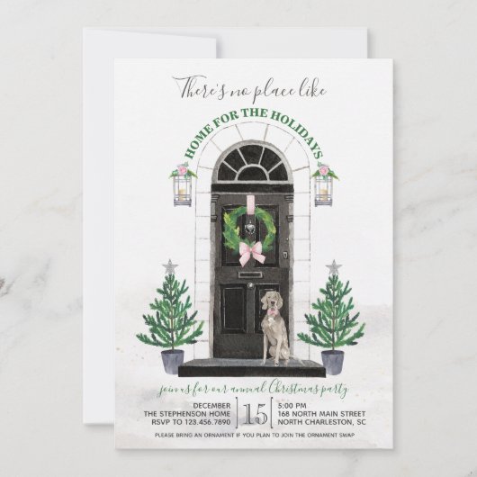 Weimaraner Hund Zuhause für das Ferien-Party Einladung (Vorderseite)