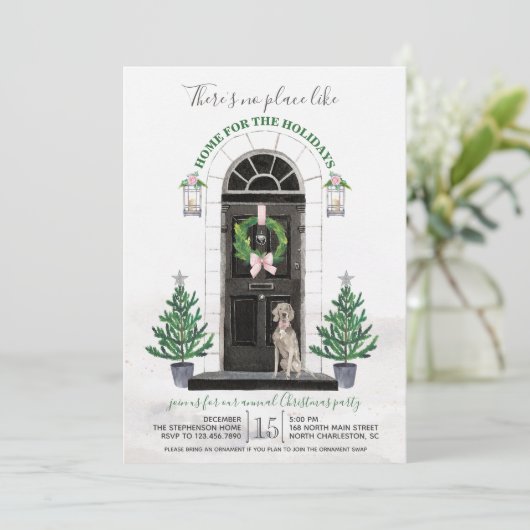 Weimaraner Hund Zuhause für das Ferien-Party Einladung (Stehend Vorderseite)