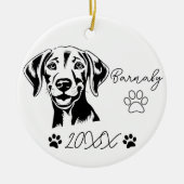 Weimaraner Hunde Individuelle Name & Jahr Keramik Ornament (Vorne)
