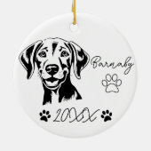 Weimaraner Hunde Individuelle Name & Jahr Keramik Ornament (Hinten)