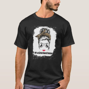 Weimaraner Hunde Mama gebleicht Messy Bun Leopard T-Shirt