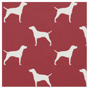 Weimaraner Hunde Rasse Silhouetten Rot und Weiß Stoff
