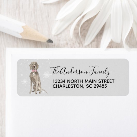 Weimaraner Hunde Rücksendeadressen-Aufkleber (Insitu)