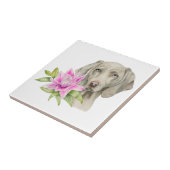 Weimaraner Hunde-und Lilien-Aquarell-Malerei Fliese (Seite)
