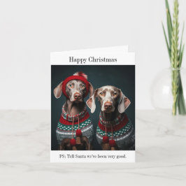 Weimaraner Hunde Weihnachtskarte Karte