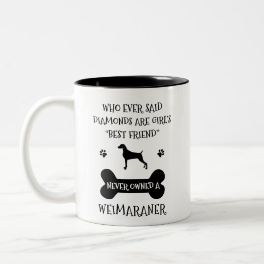Weimaraner Hundefreund Zweifarbige Tasse (Links)