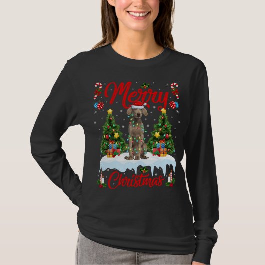 Weimaraner Hundelampen Weihnachtsbaum Santa Weimar T-Shirt (Vorderseite)