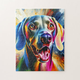 Weimaraner-Hundeporträt Acryl-Kunst Druck Hund Puzzle