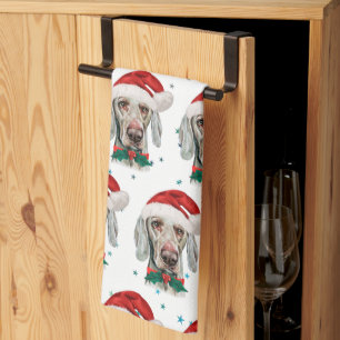 Weimaraner-Hunderasse Weihnachtssterne Geschirrtuch