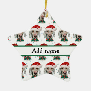 Weimaraner-Hunderasse Weihnachtssterne Keramik Ornament