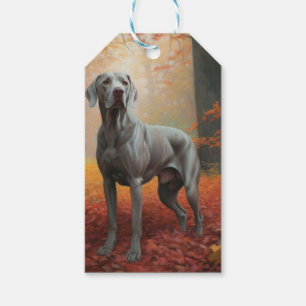 Weimaraner im Herbst inspiriert durch fallende Blä Geschenkanhänger