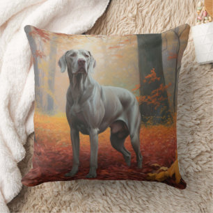Weimaraner im Herbst inspiriert durch fallende Blä Kissen