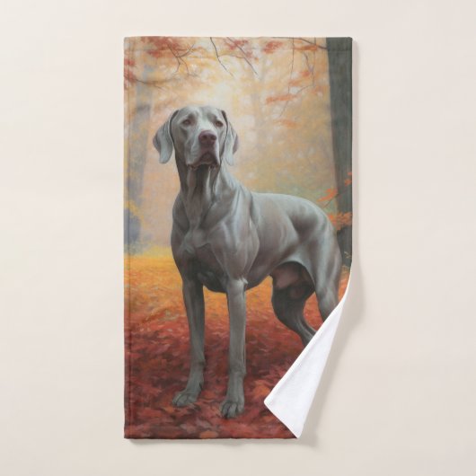 Weimaraner im Herbst Leaves Fall Inspiriert Badhandtuch Set (Handtuch)